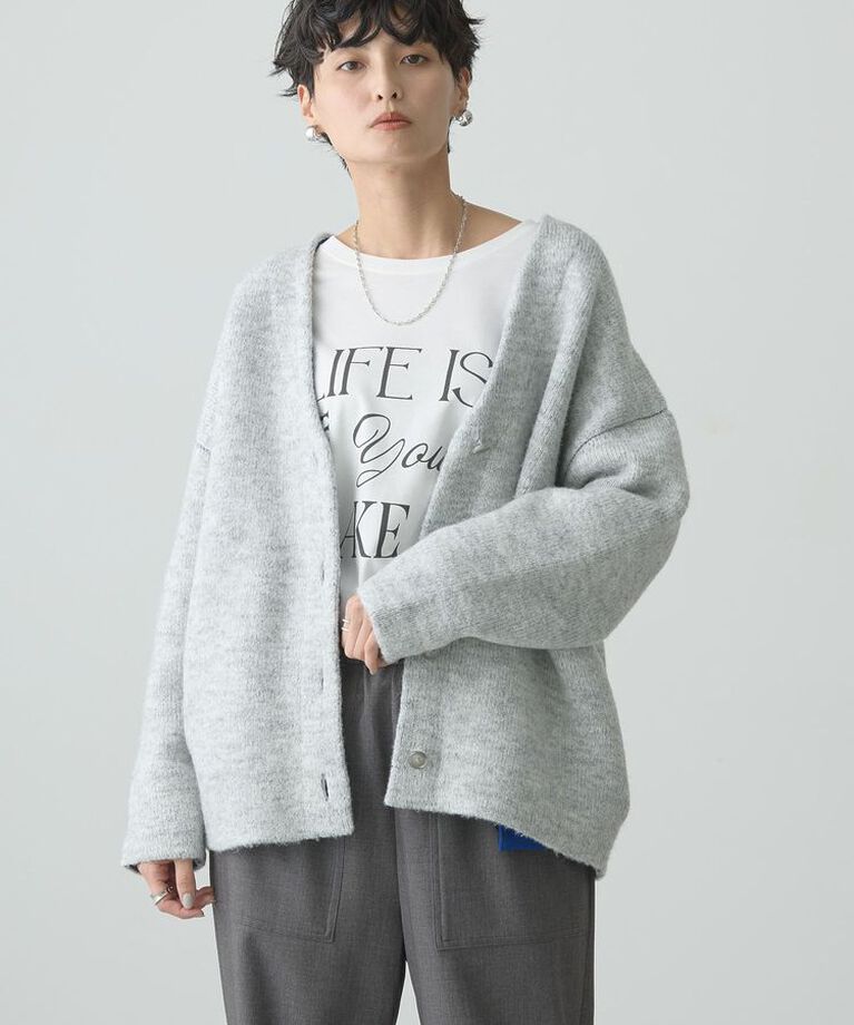 AMERICAN HOLIC「ブークレWフェイスVネックニットカーディガン」|カーディガン|Light Gray Mixture