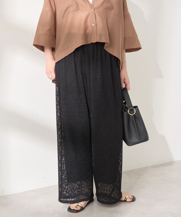 AMERICAN HOLIC「プリーツレースパンツ」|その他|Black