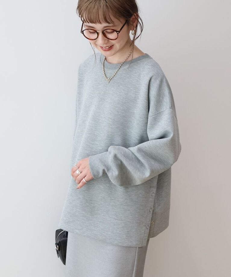 AMERICAN HOLIC「クルーネックサイドドットポンチプルオーバー」|スウェット・ジャージ|Light Gray Mixture
