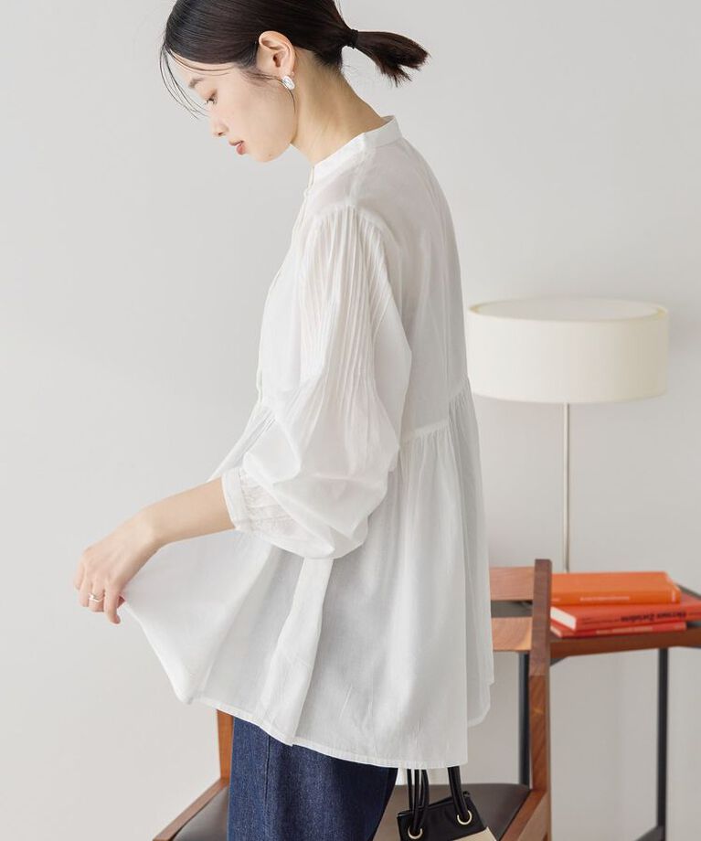 AMERICAN HOLIC「バンドカラーピンタックブラウス」|シャツ・ブラウス|Off White