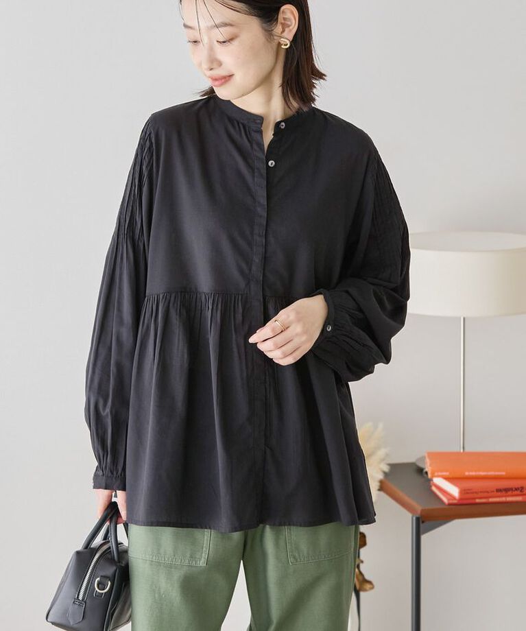 AMERICAN HOLIC「バンドカラーピンタックブラウス」|シャツ・ブラウス|Black