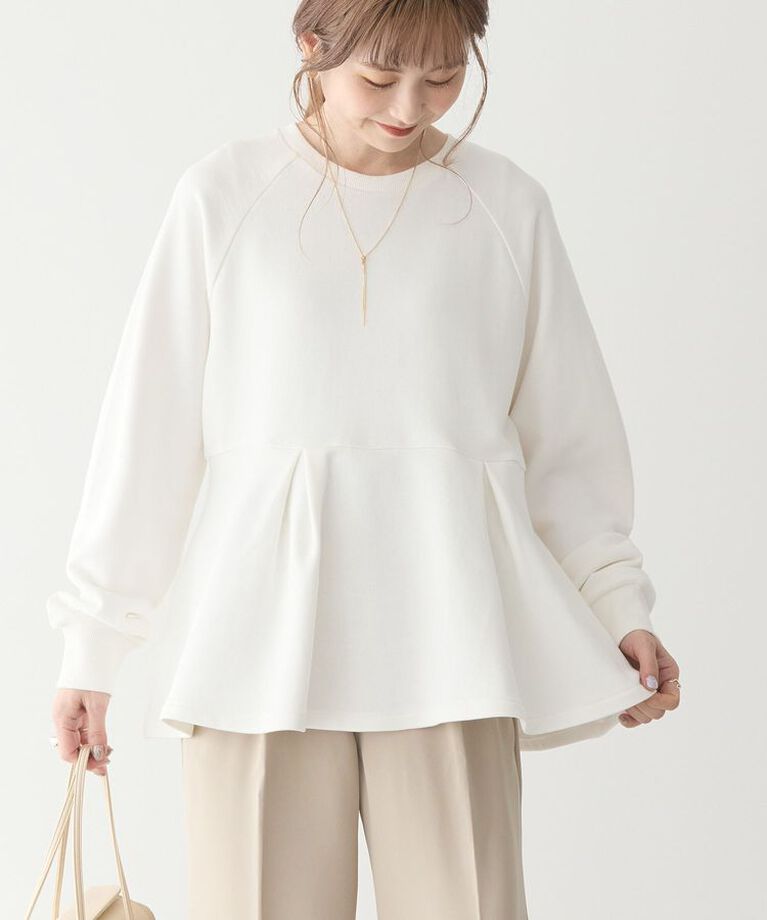 AMERICAN HOLIC「袖ボリュームペプラムスウェット」|スウェット・ジャージ|Off White