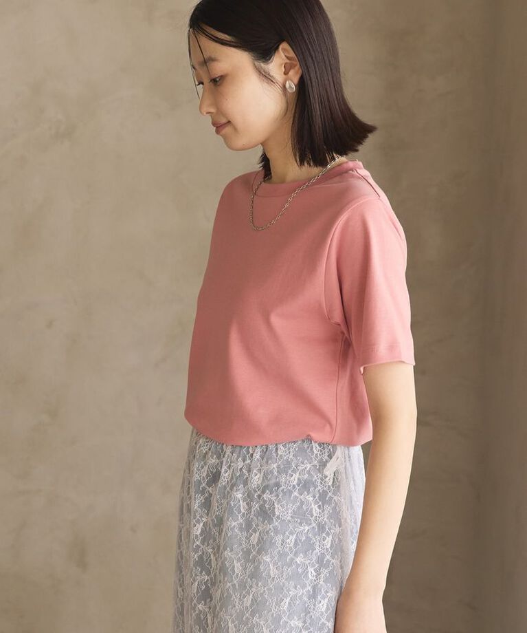 AMERICAN HOLIC「きれいめコットンベーシックTシャツ(5分袖)」|Tシャツ・カットソー|