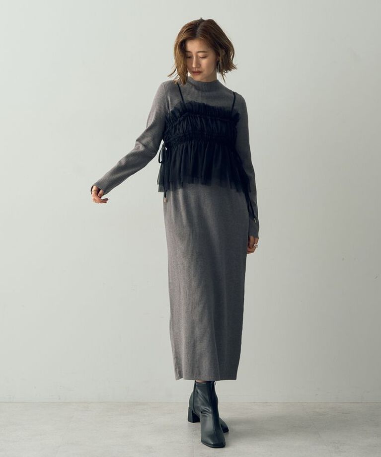 YECCA VECCA「【2点SET】キャミ付きニットワンピース」|ワンピース|