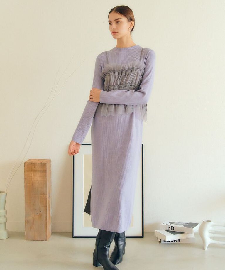 YECCA VECCA「【2点SET】キャミ付きニットワンピース」|ワンピース|