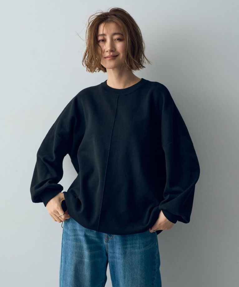YECCA VECCA「裾ドロストコクーンニット」|ニット・セーター|ブラック