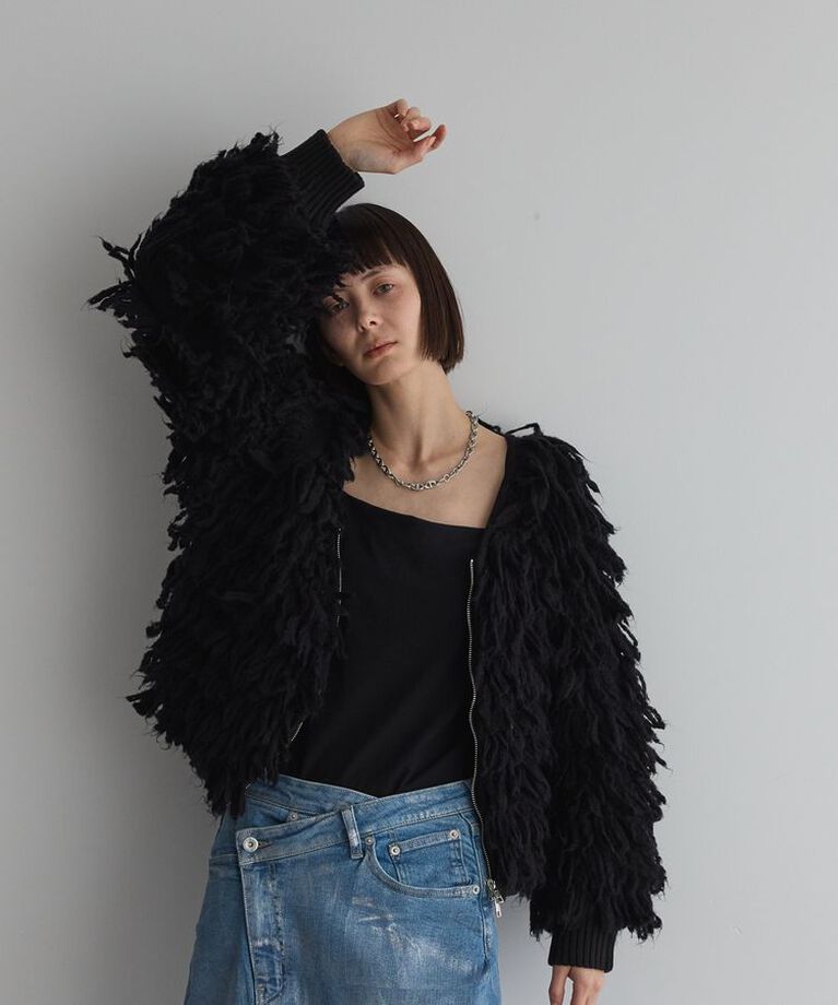 GARAGE OF GOOD CLOTHING「【TORRAZZO DONNA】フリンジニットブルゾン/24AW」|ブルゾン・スタジャン|Black