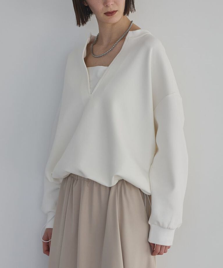 GARAGE OF GOOD CLOTHING「ダンボールVネックドロストプルオーバー」|スウェット・ジャージ|White