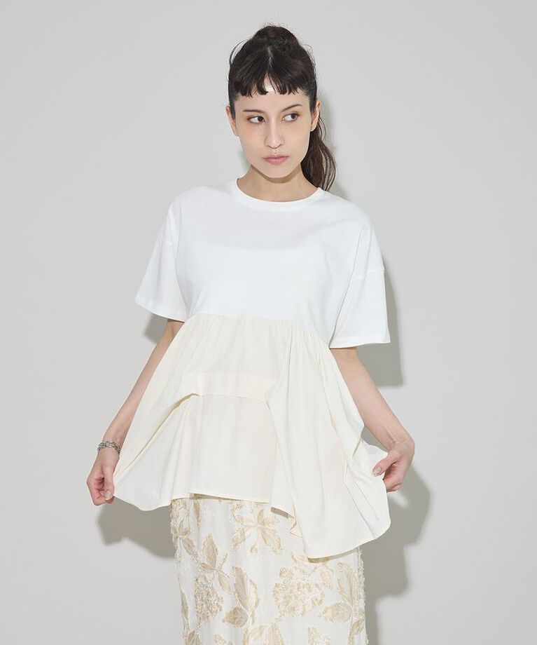 GARAGE OF GOOD CLOTHING「異素材MIXタックプルオーバー」|Tシャツ・カットソー|Off White