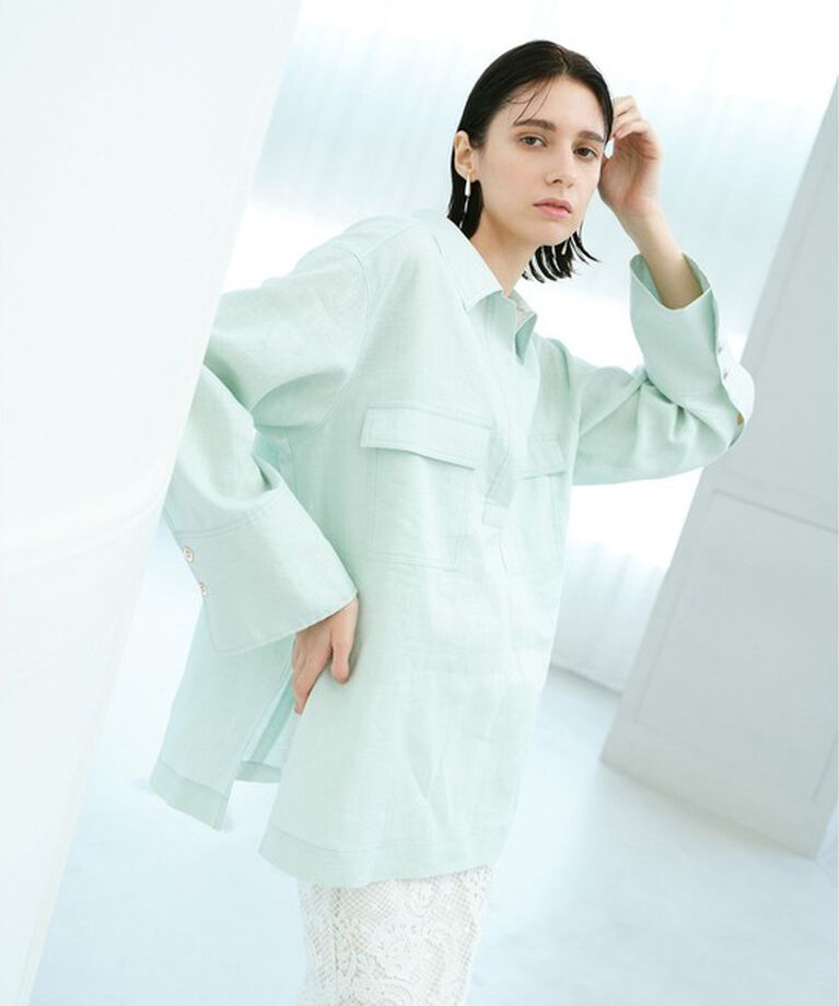 allureville「リネンプルオーバーシャツ」|シャツ・ブラウス|ミントグリーン