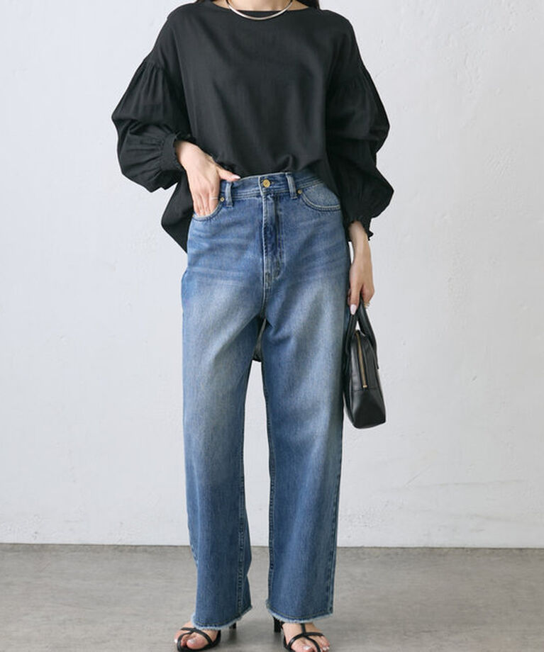  「【WEB限定】コットンガーゼ袖シャーリングプルオーバー」|シャツ・ブラウス|