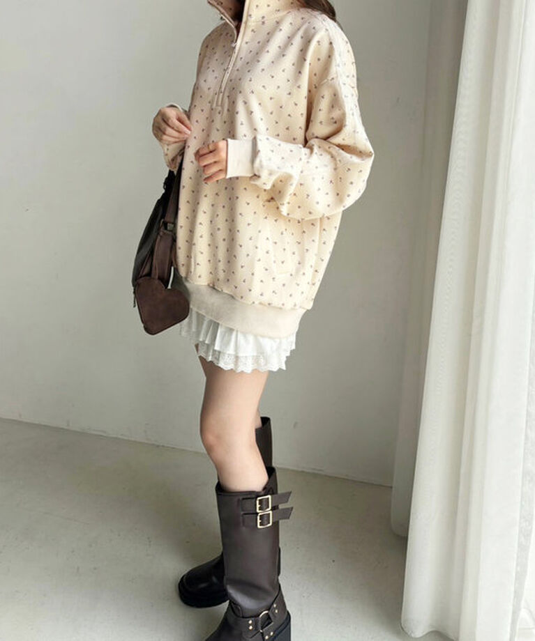  「【ロングシーズンOK】ハーフジップオーバーサイズスウェット」|プルオーバー|