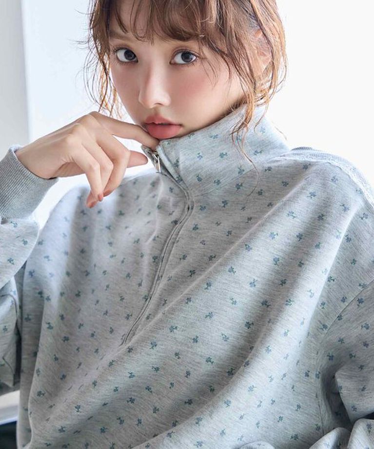  「【ロングシーズンOK】ハーフジップオーバーサイズスウェット」|プルオーバー|