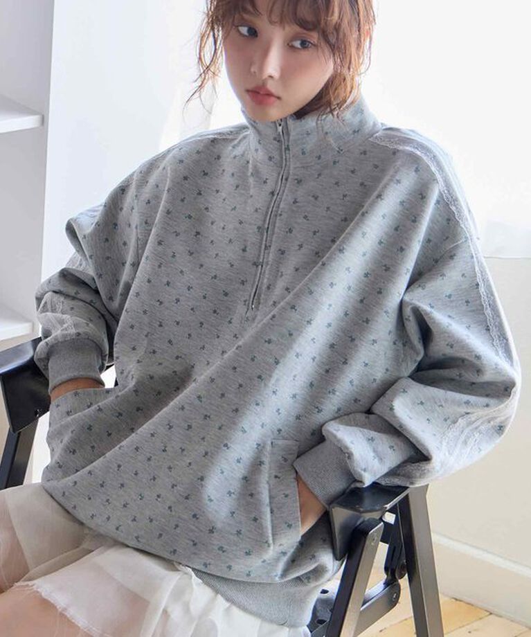  「【ロングシーズンOK】ハーフジップオーバーサイズスウェット」|プルオーバー|