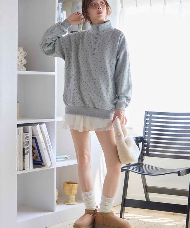  「【ロングシーズンOK】ハーフジップオーバーサイズスウェット」|プルオーバー|
