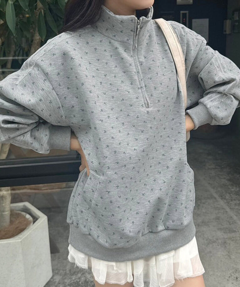  「【ロングシーズンOK】ハーフジップオーバーサイズスウェット」|プルオーバー|