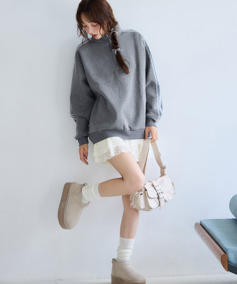  「【ロングシーズンOK】ハーフジップオーバーサイズスウェット」|プルオーバー|