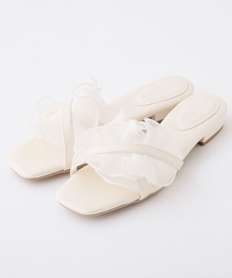  「【WEB限定】オーガンジーフリルフラットサンダル」|その他|