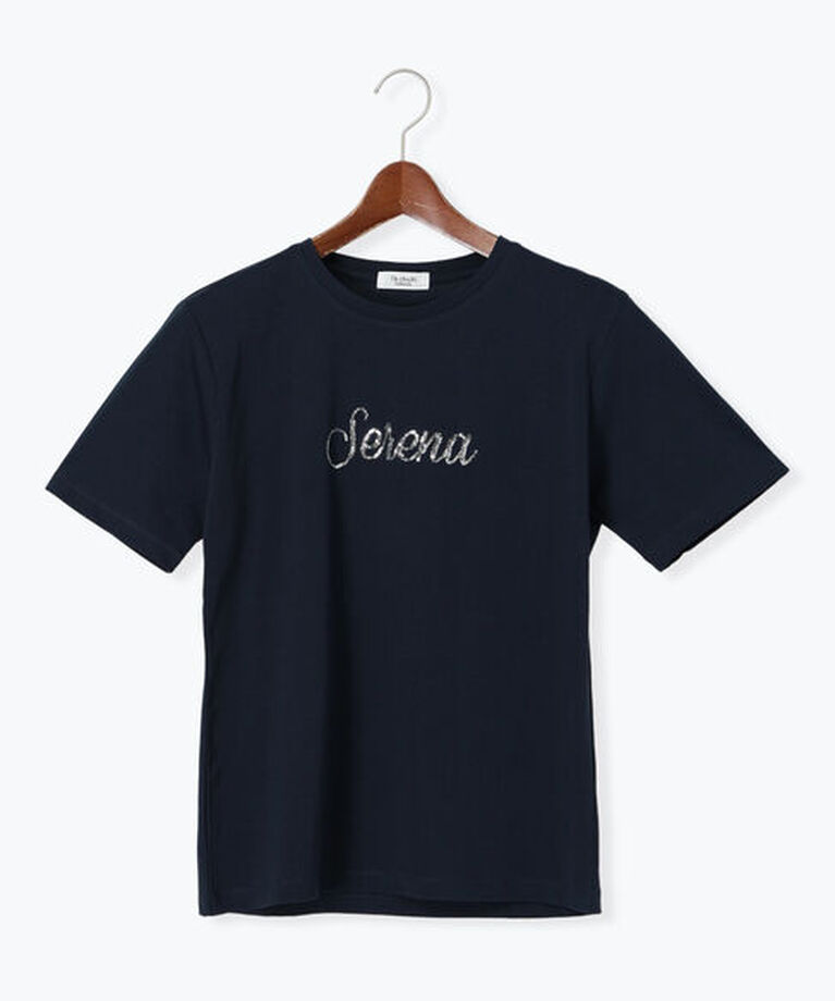 Te chichi TERRASSE「スパンコールロゴTシャツ」|Tシャツ・カットソー|ネイビー