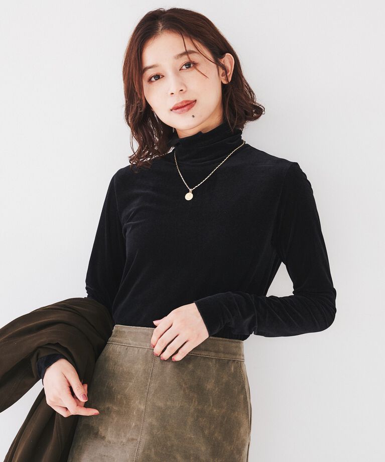 UNTITLED「【洗える】ベロアインナートップス」|Tシャツ・カットソー|ブラック(019)