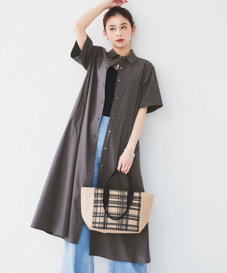 UNTITLED「【コットン100／前開き／夏ワンピ】ロングシャツワンピース」|ワンピース|チャコールグレー(0