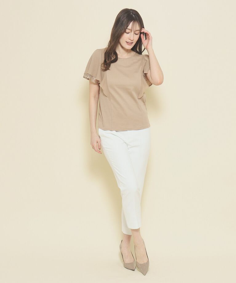 COUP DE CHANCE「【洗える／フレアー袖／レース使い】一枚で着映える！華やかプルオーバージャージ」|Tシャツ・カットソー|