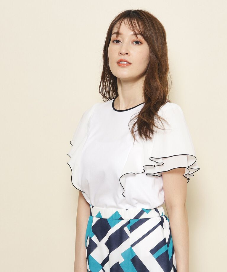 COUP DE CHANCE「【洗える】フリル袖プルオーバージャージ」|Tシャツ・カットソー|