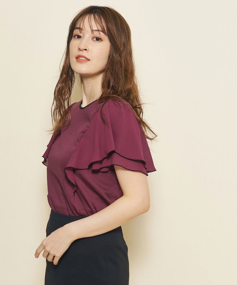 COUP DE CHANCE「【洗える】フリル袖プルオーバージャージ」|Tシャツ・カットソー|