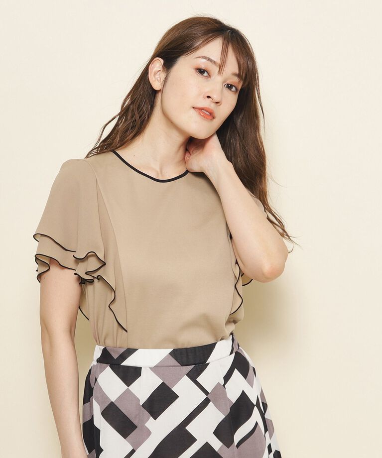 COUP DE CHANCE「【洗える】フリル袖プルオーバージャージ」|Tシャツ・カットソー|