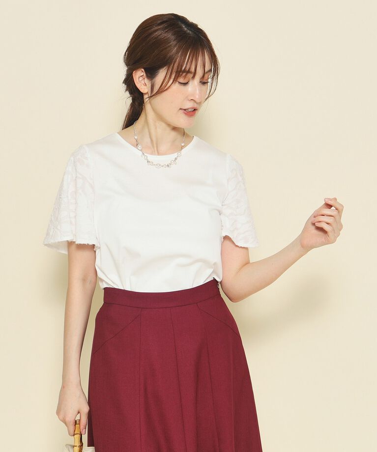 COUP DE CHANCE「【洗える】ジャカードプルオーバージャージ」|Tシャツ・カットソー|ﾎﾜｲﾄ(001)