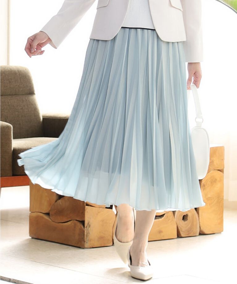 Reflect「【SALE/洗える】シャイニーカラープリーツスカート」|スカート|ミントグリーン(12