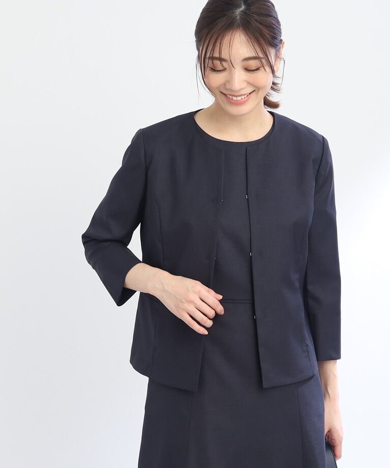 Reflect「【SALE／UVカット／接触冷感／洗える／セットアップ可能】ノーカラージャケット」|ノーカラージャケット|ﾈｲﾋﾞｰ(094)