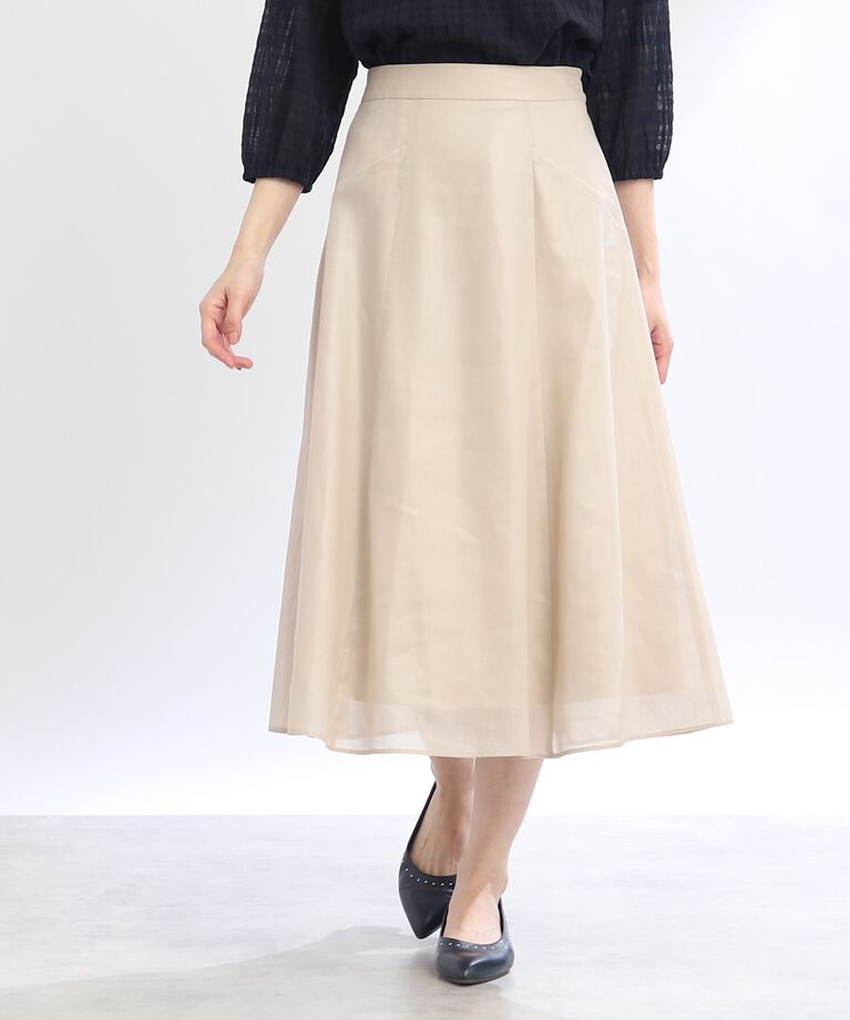 Reflect「【SALE/マシンウォッシュ可能】シアー＆シャイニーフレアスカート」|スカート|ﾗｲﾄﾍﾞｰｼﾞｭ(051)