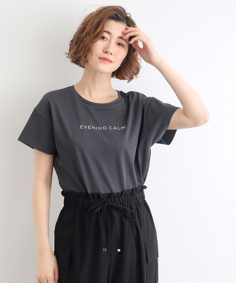 grove「＜接触冷感／UVカット／ご自宅で洗える＞袖フォルムプリントTシャツ」|Tシャツ・カットソー|チャコールグレー(0