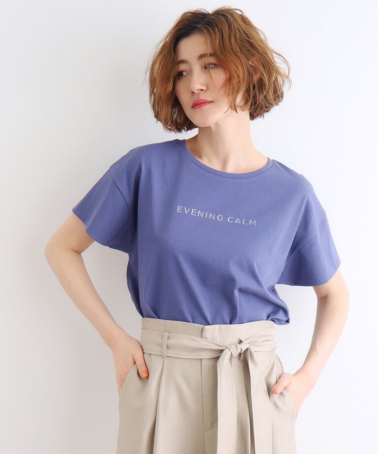 grove「＜接触冷感／UVカット／ご自宅で洗える＞袖フォルムプリントTシャツ」|Tシャツ・カットソー|ブルー(093)