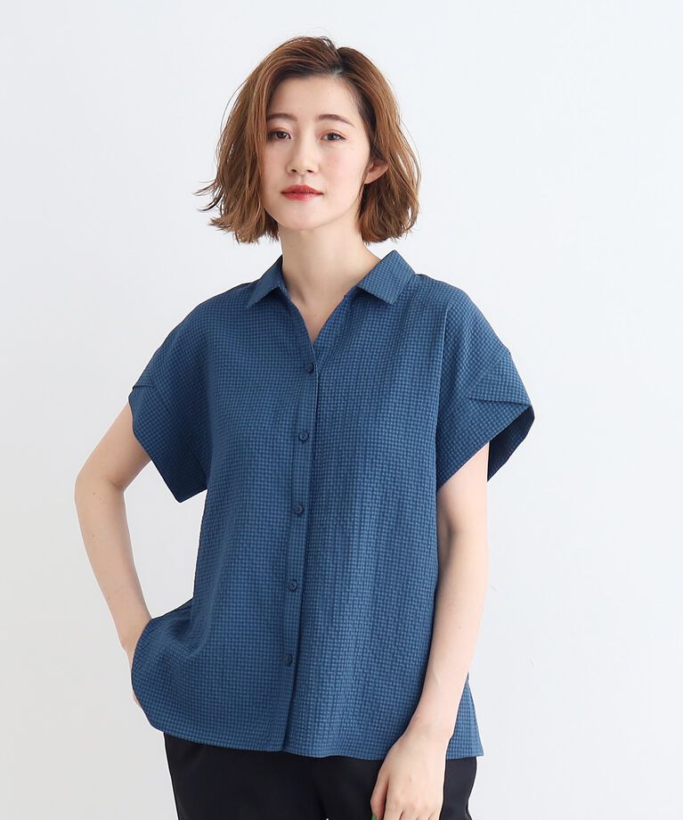 grove「サッカーギンガムスキッパーシャツ」|シャツ・ブラウス|ブルーグリーン(09