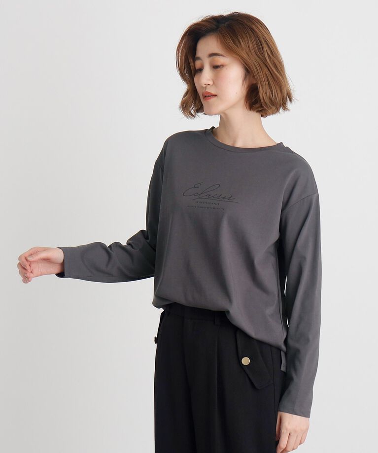 grove「【雑誌掲載】＜UVカット＞ロゴアソートロンT」|Tシャツ・カットソー|チャコールグレー(0