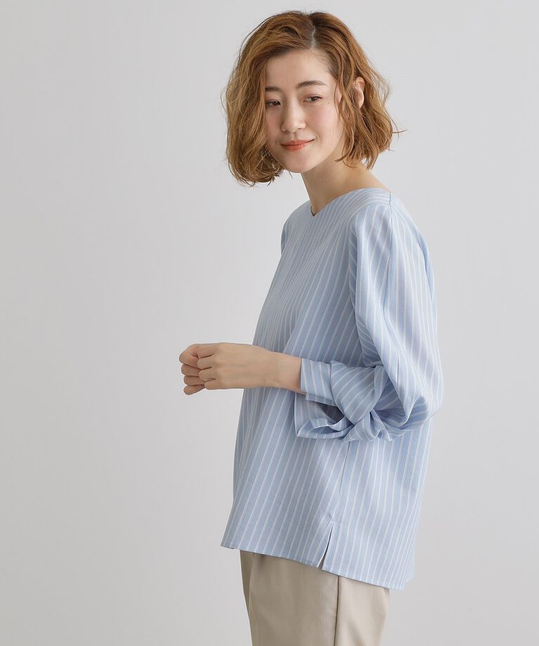grove「【毎日着たい】麻調メッシュ袖コンシャスブラウス」|シャツ・ブラウス|