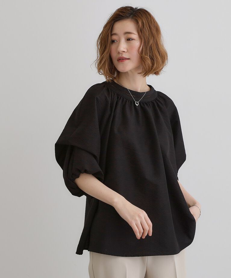 grove「2WAYサッカースモックブラウス」|シャツ・ブラウス|ブラック(019)