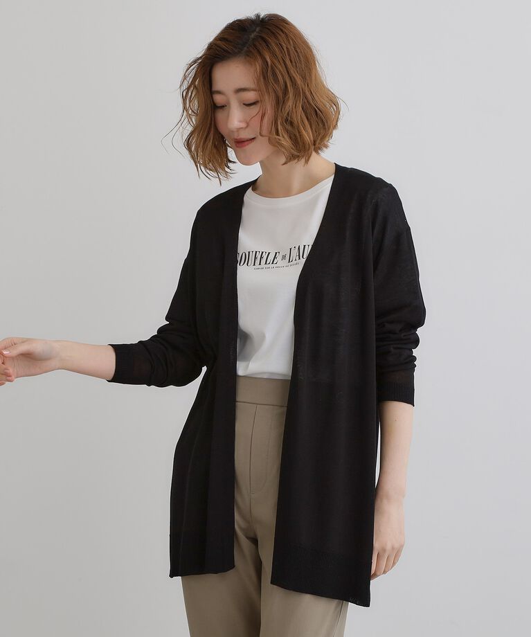 grove「【接触冷感/UVカットetc】夏に嬉しい機能付き！ベーシックロングカーディガン」|カーディガン|ブラック(019)