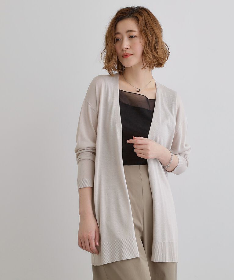 grove「【接触冷感/UVカットetc】夏に嬉しい機能付き！ベーシックロングカーディガン」|カーディガン|グレージュ(050)