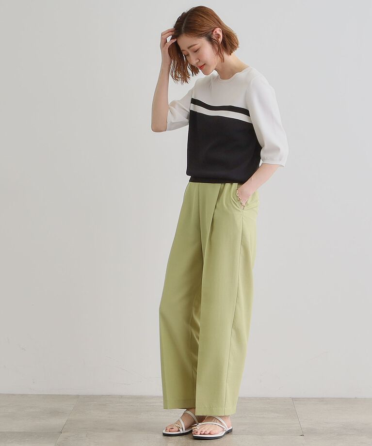 grove「【洗える・シワになりにくい】麻調センタープレスワイドパンツ」|その他|