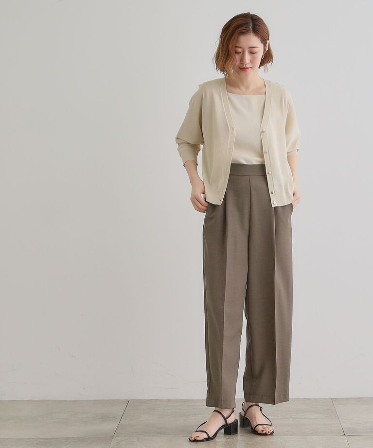 grove「【洗える・シワになりにくい】麻調センタープレスワイドパンツ」|その他|