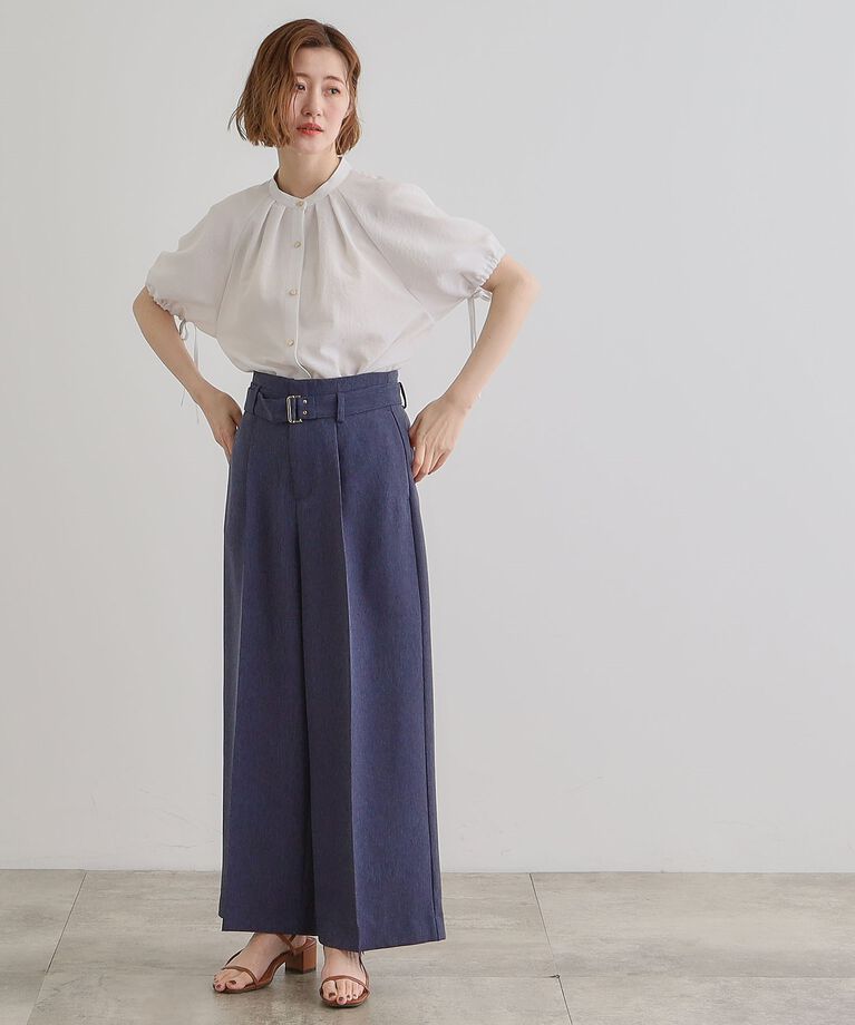grove「【洗える・シワになりにくい】麻調スリーブドロストブラウス」|シャツ・ブラウス|