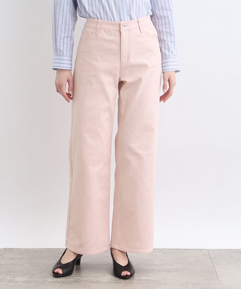 INDIVI「【洗える】ストレートワイド カラーデニムパンツ」|デニム|
