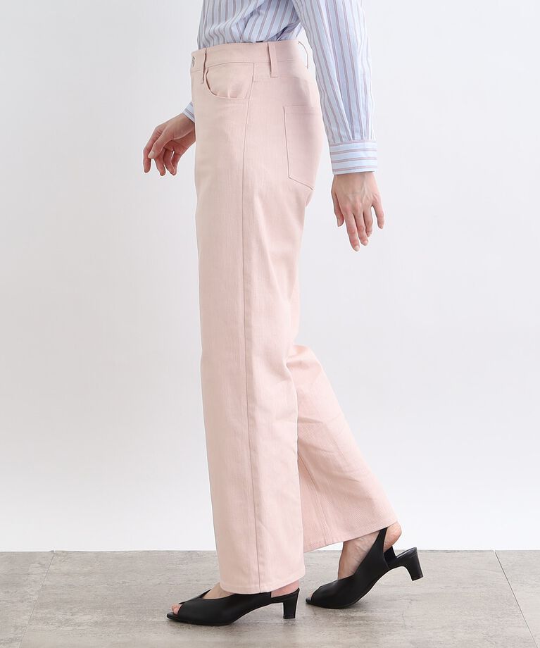 INDIVI「【洗える】ストレートワイド カラーデニムパンツ」|デニム|