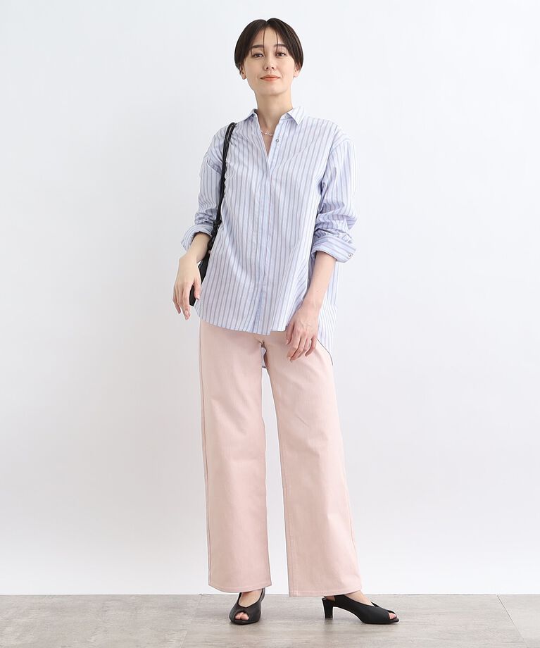 INDIVI「【洗える】ストレートワイド カラーデニムパンツ」|デニム|