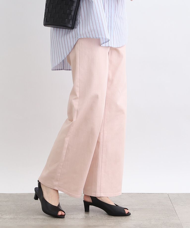 INDIVI「【洗える】ストレートワイド カラーデニムパンツ」|デニム|