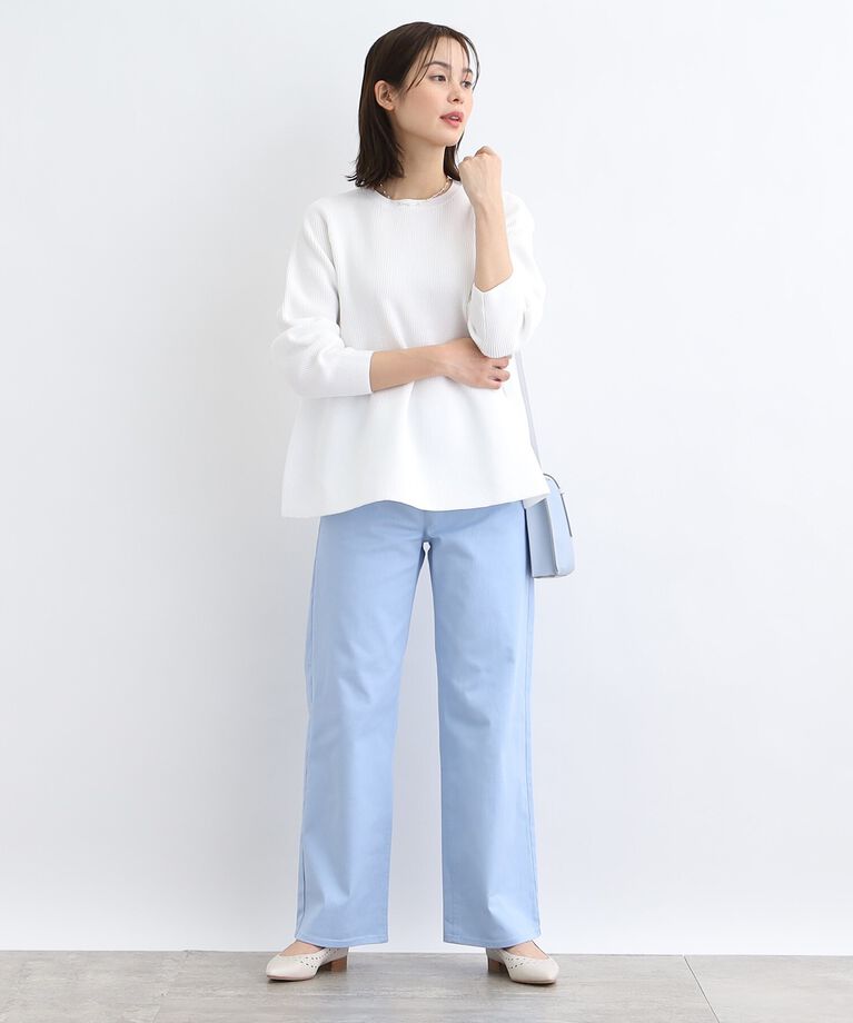 INDIVI「【洗える】ストレートワイド カラーデニムパンツ」|デニム|