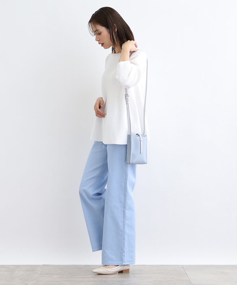 INDIVI「【洗える】ストレートワイド カラーデニムパンツ」|デニム|